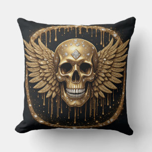 💀 Schedel en Vleugels Gotische Cadeau Voor Metaal Kussen