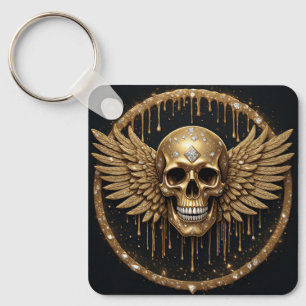 💀 Schedel en Vleugels Gotische Cadeau Voor Metaal Sleutelhanger