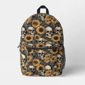 Schedel en Zonnebloem patroon Bedrukte Rugzak (Voorkant)