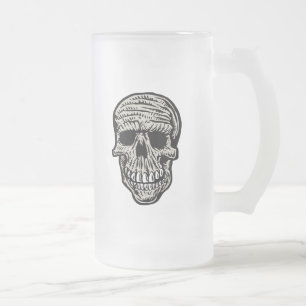 Schedel - Enge Grappige Skeleton Head Graphic Matglas Bierpul