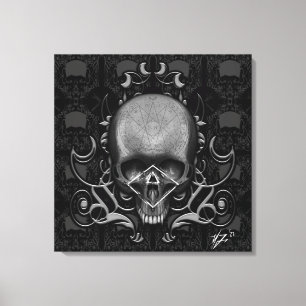 schedel Floral patroon Canvas Afdruk