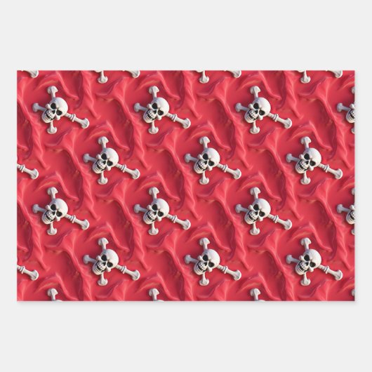 Schedel gekruiste botten skelet halloween piraten  inpakpapier vel (Voorkant 3)