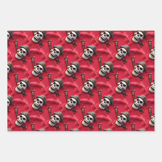 Schedel gekruiste botten skelet halloween piraten  inpakpapier vel (Voorkant)