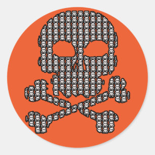 Schedel gemaakt van schedels Halloween Ronde Sticker