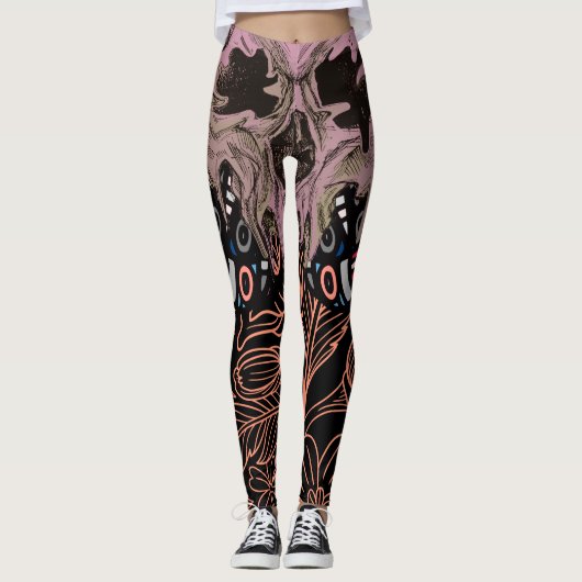 Schedel Gothic Lovers Floral Romantisch Skelet Bee Leggings (Voorkant)