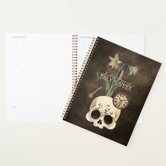 schedel gotische bloemen gepersonaliseerd planner (Display)