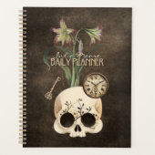 schedel gotische bloemen gepersonaliseerd planner (Voorkant)
