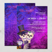 Schedel Gotische Halloween bruiloft Kaart (Voorkant / Achterkant)