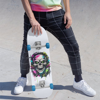 Schedel Graffiti Neon Street Art voor tieners Cool Skateboard