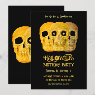 Schedel Grappig Gotisch Geel Zwart Halloween Verja Kaart