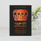 Schedel Grappig Gotisch Sinaasappel Zwart Hallowee Kaart (Staand voorkant)