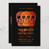 Schedel Grappig Gotisch Sinaasappel Zwart Hallowee Kaart (Voorkant / Achterkant)