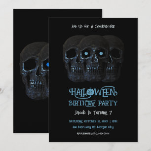 Schedel Grappig Gotisch Zwart Halloween Verjaardag Kaart