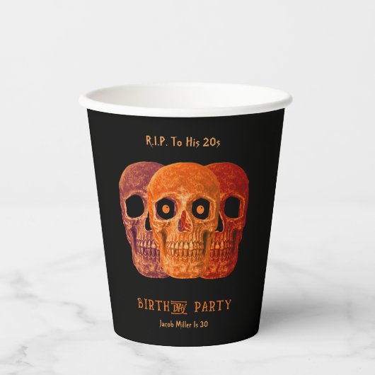 Schedel Grappig Sinaasappel Gotische Verjaardag RI Papieren Bekers (Voorkant)
