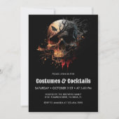 Schedel Halloween Cocktails & Kostuums Feest Kaart (Voorkant)