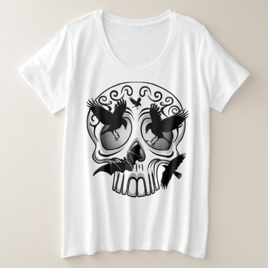 Schedel Halloween Decoratieve Calaveras Grote Maat T-shirt (Design voorkant)