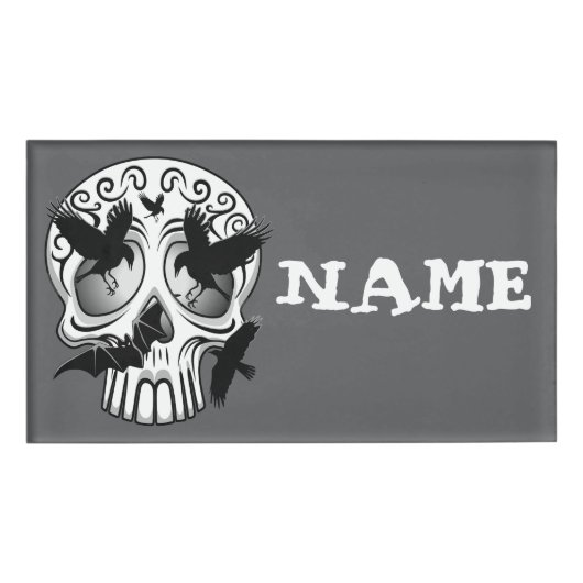 Schedel Halloween Decoratieve Calaveras Naambadge (Voorkant)