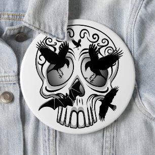 Schedel Halloween Decoratieve Calaveras Ronde Button 6,0 Cm