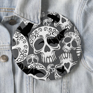 Schedel Halloween Decoratieve Calaveras Ronde Button 6,0 Cm