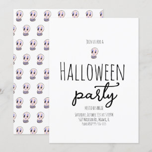 Schedel Halloween-feest Vintage Doodle Kaart
