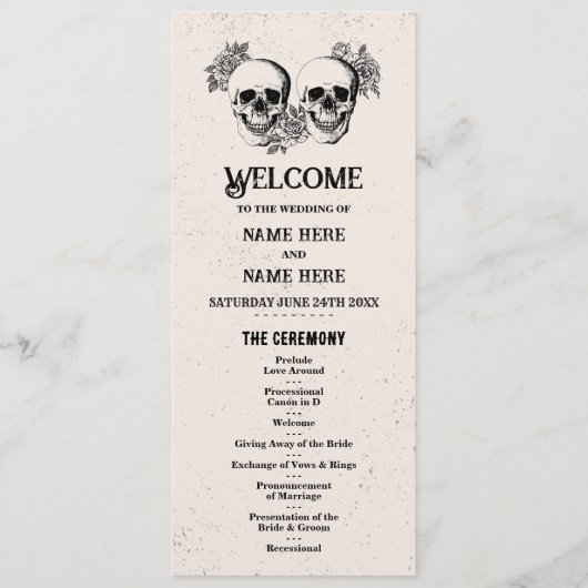 Schedel Halloween Welkom Menu Trouwceremonie (Voorkant)