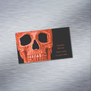 Schedel Head Gotische Neon Oranje Zwarte Tatoeage Magnetisch Visitekaartje