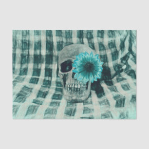 Schedel Head Gotische Vintage Zonnebloem Turquoise Tissuepapier