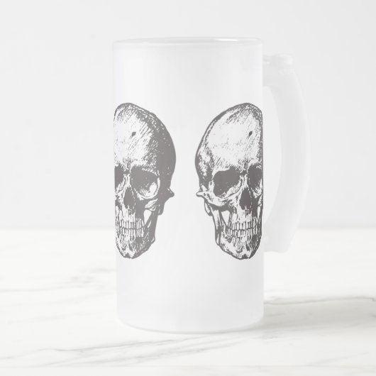 schedel hoofd Mok, schedel hoofd bierglas, biergla Matglas Bierpul (Voorkant rechts)