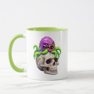 Schedel Illustratie Glanzende Tentakel Monster Mok