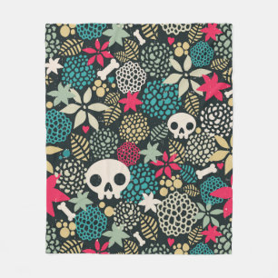 Schedel in bloemen fleece deken
