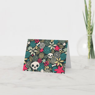 Schedel in bloemen kaart
