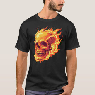 Schedel in brand vlam rots modern t-shirt