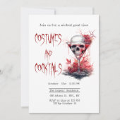 Schedel in Cocktailglas griezelig Halloween Kaart (Voorkant)