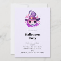 Schedel in een Heksenhoed Fantasie Halloween Feest