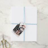 Schedel in kerstmuts met gotische kerstboom cadeaulabel (Met Touw)