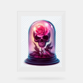 Schedel in Rozen glas Acryl Bord