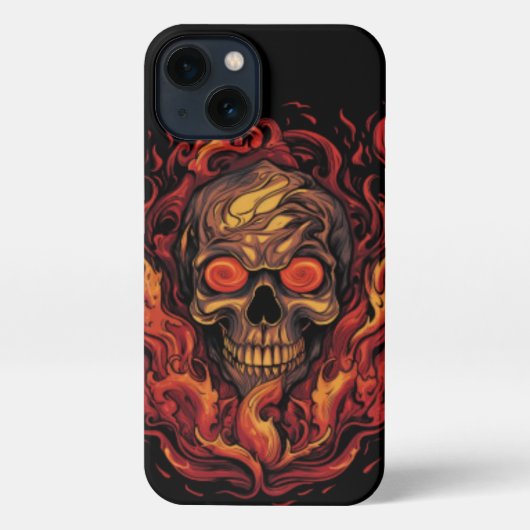 Schedel in vuur en vlam,  design, Flaming Skull iPhone Hoesje (Achterkant)