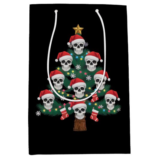 Schedel Kerstboom pyjama Cool Skeleton Santa Medium Cadeauzakje (Voorkant)