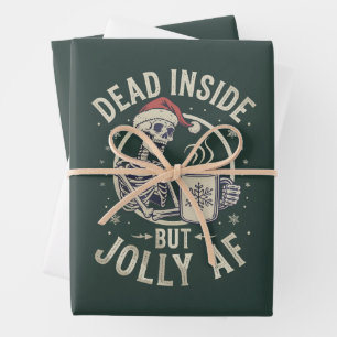 Schedel Kerstman Dood van Binnen Kerstmis Vintage Inpakpapier Vel