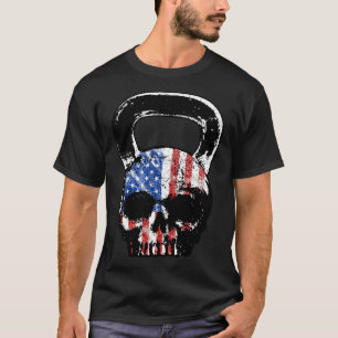 Schedel Kettlebell USA Amerika Gym Workout Spier S T-shirt