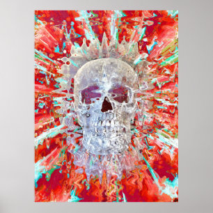 Schedel Kleurrijke Pop Art Psychedelische Surreali Poster
