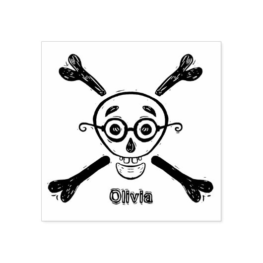schedel, kruisbeenbril gepersonaliseerd rubberstempel (Afrduk)