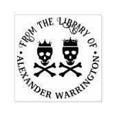 Schedel & Kruisbeenderen Kroon Paar Bibliotheekboe Zelfinktende Stempel (Design)
