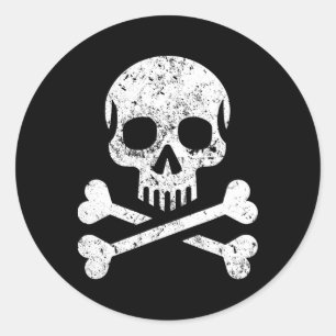 Schedel Kruisbeenderen Skelet Jolly Roger Vlag Hal Ronde Sticker
