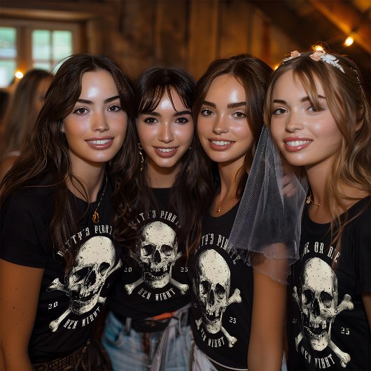 Schedel Kruisbotten Retro Vintage Piraat Kip Nacht T-shirt