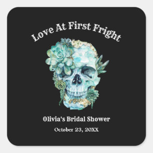 Schedel Liefde Op Het Eerste Schrik Halloween Brui Vierkante Sticker