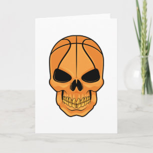 Schedel met basketbal hoofd kaart