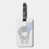 Schedel met blauwe hoed bagagelabel (Achterkant verticaal)