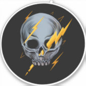 Schedel met bliksemschichten schaats sticker (Voorkant)