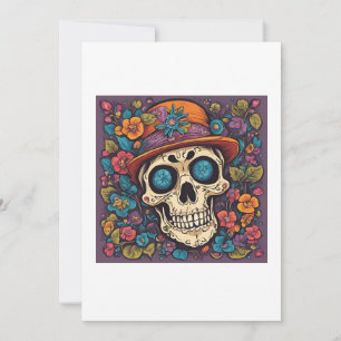 schedel met bloemen kaart
